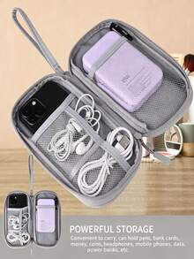 Electronic Product Storage Travel USB Cable Accessory Bag/Box, Waterproof, Suitable For Power Bank, Charging Cable, Charger, Mouse, Earphone, USB Drive, Etc. - Multicolor - View 2