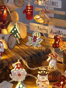 30/10 LED Santa Claus String Lights With Festive Iron Frame, Battery Powered, Ideal For Christmas Tree, Window Display, Fireplace Mantel, Holiday Party And Cozy Home Decor - Multicolor - View 2