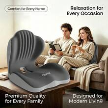 2-In-1 Lumbar Support Backrest And Seat Cushion, Shell-Shaped One-Piece Seat Cushion And Backrest, Ergonomic Memory Foam Seat Cushion, Breathable And Comfortable, Office Chair Cushion And Car Seat - Black+Gray - View 6