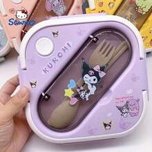 1pc Sanrio Hello Kitty And Friends Pink Lunch Box Set, Leak-Proof Rectangular Durable Plastic Divided Bento Box, Hand Wash, Suitable For Work, School And Travel, Work Lunch Storage Box, Cartoon Theme, Easy To Clean Material - Multicolor - View 6