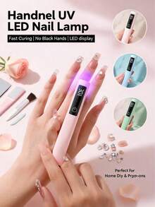 Lámpara de uñas LED UV de mano, lente convexa 5X de curado rápido, pantalla LED, recargable Type-C de 200mAh, sin manos negras, luz de bolígrafo portátil para uñas de gel, strass y uñas postizas, regalo asequible - Multicolor - Ver 3