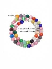 1 Strand Natural Cat's Eye Stone Round Beads Loose Beads Suitable For Jewelry Making DIY Bracelets Necklace Accessories 6/8/10MM - Multicolor - View 11