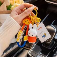 Miffy Lemon Summer Collection Figurine, Cute Rabbit Character ABS Mini Model, Kawaii Character Display Toy, Colorful Design, Creative Figurine Keychain And Bag Charm, Suitable For Backpacks, Car Keys And Collection - Orange - View 3