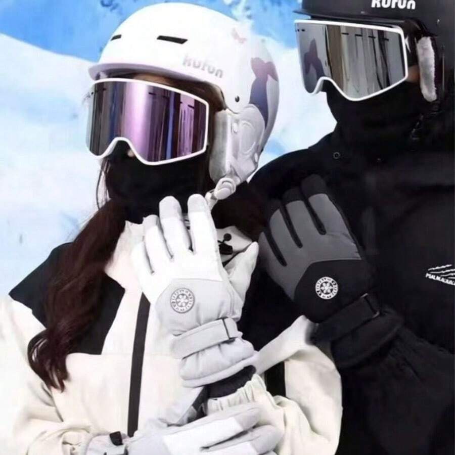 1 Pair Men's Winter Ski Gloves, Cold-Proof & Warm, Touchscreen Compatible, Adjustable Wrist Strap, Suitable For Skiing, Snowboarding And Motorcycle Riding, Winter Fashion Accessory, Durable And Sturdy, Ideal For Outdoor Sports Enthusiasts - Various - View 1