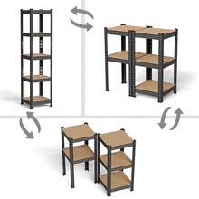 5-lagige Metallregale – unabhängige Regale – starke Tragfähigkeit – Regale können nach oben und unten verstellt werden – Fußabdeckungsdesign – MDF-Platte + Eisen – großes Fassungsvermögen – 37 x 37 x 150 cm - Übersicht 2