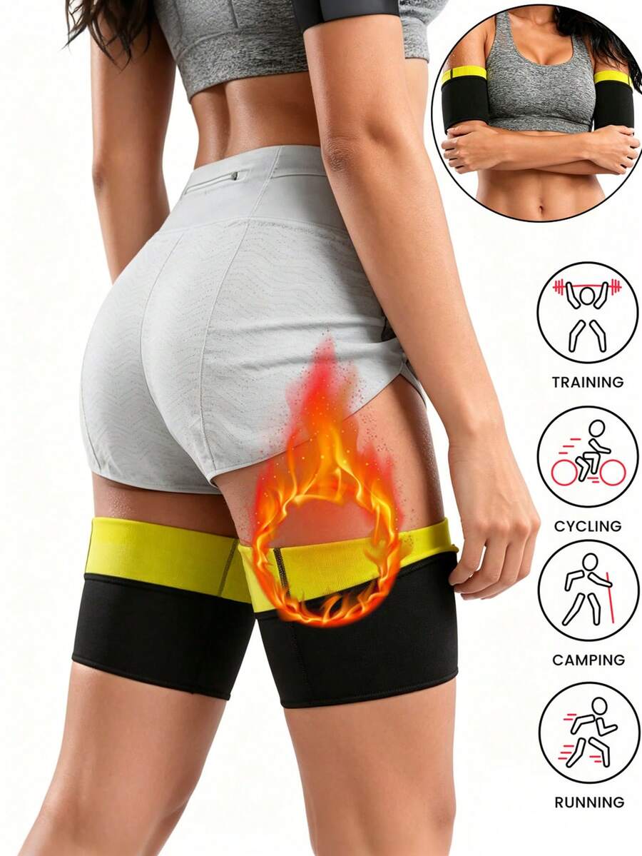 1pc,Women Neoprene Sauna Thigh & Arm Trimmer Set, Compression Body Shaper Slimming Bands, Fat Burning Leg Arm Wraps For Running, Cycling, Training, Camping, Gym Workout, Weight Loss Fitness, Adjustable Thermogenic Sweat Enhancer - Multicolor - View 1