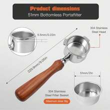 51mm Stainless Steel Bottomless Espresso Portafilter With 4mm Thick 3 Ears Replacement Accessory Fit CASABREWS CM5418 3700 Series, Gevi, Yabano Coffee Makers, Exclude All Models - Mocha Brown - View 6