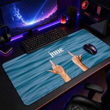 Summer Blue Water Ripple Double Finger Pointing To June 2026 Large Mouse Pad, Non-Slip Stitched Edge Gaming Desk Mat, Ins Style Aesthetic Thick Keyboard Pad, Suitable For Computer Office Gaming - View 4