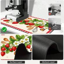 1pc Dish Drying Mat, Coffee Machine Mat, Pastoral Strawberry Floral Pattern With Wood Grain Background, Red And White Plaid Border, Butterfly Decoration, Multi-Purpose Drainage Mat, Home Gift, Tabletop Decor - XYLSD-619 - View 9