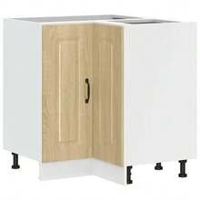 vidaXL Spülenunterschrank Kalmar Helle Eiche Khaki 80x46x81,5 cm Holzwerkstoff, Küchenunterschrank, Unterschrank für Küche, Küchenzeile, Küchenschrank - hellbraunes Khaki - Übersicht 24
