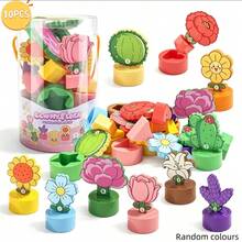 10pcs Garden Flower Toys, Children's Gardening Building Blocks, Birthday Gift For Boys And Girls, Shape And Color Sorting Toys (Random Colors) - Multicolor - View 1