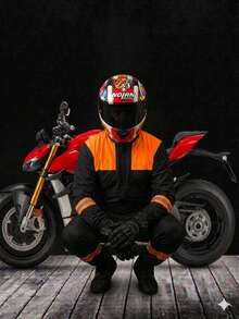 Waterproof Overalls For Motorcyclists And Cyclists, Men And Women With Reflective Strips, Raincoat, Overalls With Adjustable Elastic Reflective Strips - Orange - View 3