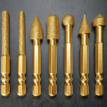 7pcs Heavy Duty Diamond Grinding Heads - Professional Grinding, Polishing And Carving Tools With 6mm Shank - Suitable For Cast Iron, Concrete, Stainless Steel, Marble, Stone! - Gold - View 4
