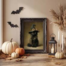 1 Stück rahmenloses Vintage-Wandkunst-Poster mit schwarzer Katze, Hexe, Gothic, Cottagecore, Dark Academia, viktorianischem Halloween-Stil, Muster für Wohnung, Wohnzimmer, Schlafzimmer, Studentenwohnheim, Partygeschenk, Raumdekoration, Wanddrucke, Vintage-Dekoration - rahmenlos - Übersicht 5