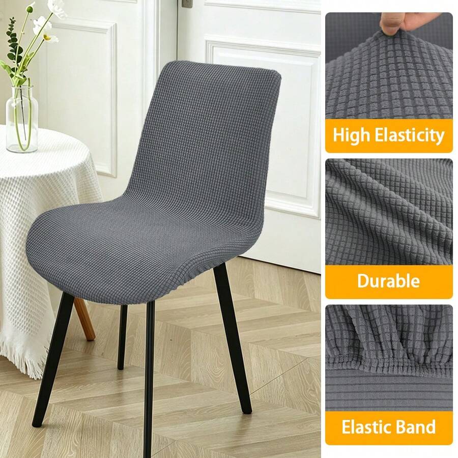 1PC Waffle Shell Chair Cover, Elastic One-Piece Dining Chair Slipcover, Full Coverage, All-Season, Removable Washable, Anti-Cat Scratch, Durable Wear-Resistant, Machine Washable, Suitable For Home, Restaurant, Hotel, Conference - 1PC - View 1
