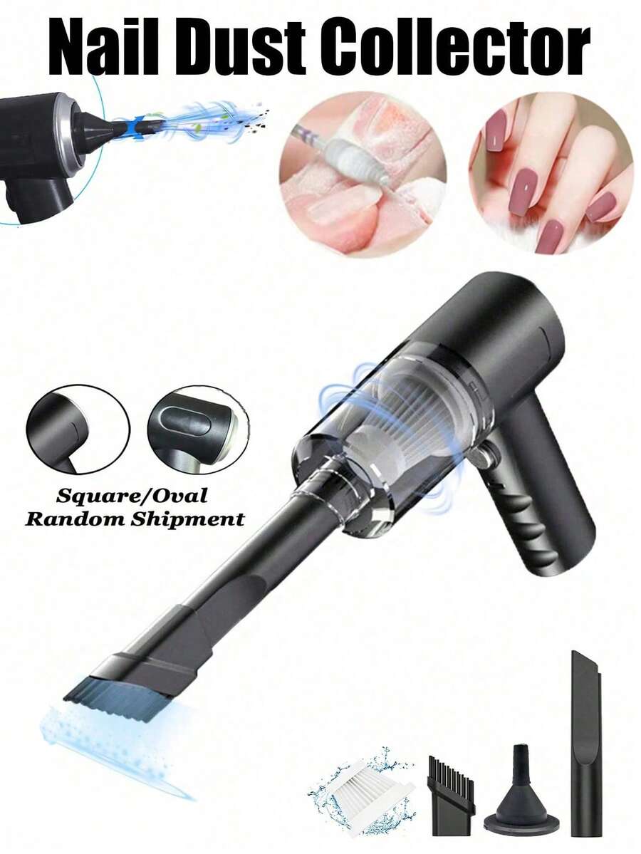 Mini Portable Vacuum Cleaner For Nail Dust, Wireless Handheld Nail Art Cleaning Vacuum Cleaner With 1800mAh Rechargeable Battery, 3-In-1 Handheld Vacuum Cleaner For Nail Art, Car, Office And Home Cleaning - Multicolor - View 1