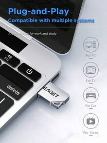 EAGET Flash Drive USB Ultra Mini 16GB 32GB 64GB Termasuk Gantungan Kunci dan Rantai Kunci untuk Musik Mobil, USB PenDrive Kecepatan Tinggi, Hadiah untuk PC/Laptop, Drive USB Portabel, |Flash Drive Modern| Tombol Logam Tahan Lama - View 2