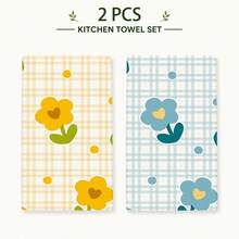 2/4/6pcs Set, Dish Towel, Vintage Floral Pattern Printed Towel, Microfiber Absorbent Cloth, Cooking And Baking Tea Towel, Dish Cloth, Cleaning Towel, Hand Towel, Tea Towel, Super Soft And Highly Absorbent, Kitchen Decor, Kitchen Accessories, Daily Necessities, Life Essentials. - Multicolor - View 13