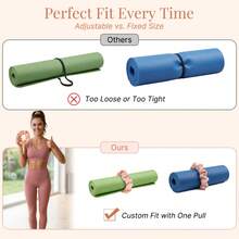 Adjustable Yoga Mat Scrunchie, 2-In-1 Yoga Mat Strap And Hair Tie, Fits All Standard & Extra Thick Yoga Mats, Expands Up To 11" X 11", Pink/Black, NOT Include Mat, ONLY Scrunchie - Adjustable Elastic Mat Scrunchie - View 4