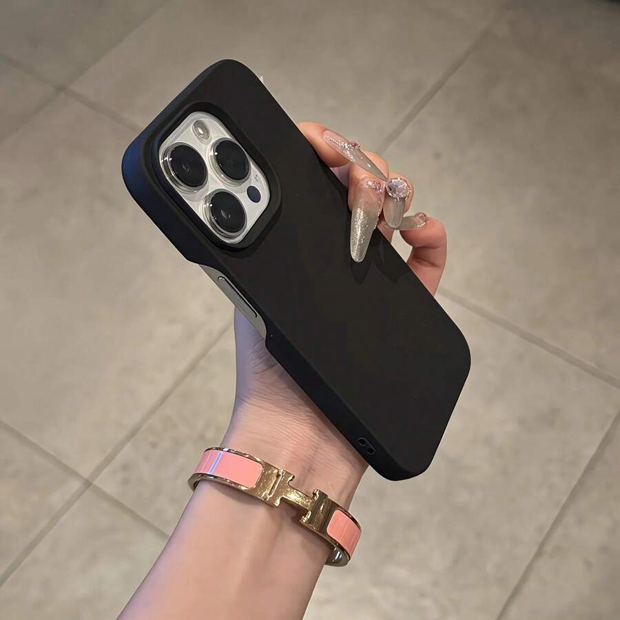 Ultra Thin Candy Color Lightweight Semi-Wrapped Borderless Case Compatible With IPhone 17 Pro Max 16 15 14 13 12 11 Back Cover - Black - View 1