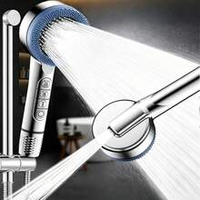 Tatukiko 1pc/3pcs Powerful Pressurized Shower Head Bathroom Bath Filter Shower Head Spray Massage Lotus Shower Head Handheld Spray/Set With 1.5m Shower Hose ABS Bracket Set - Silver - View 6