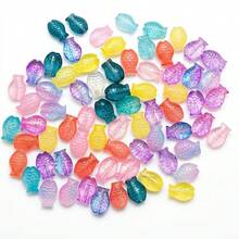 50/100顆多色透明壓紋迷你魚形捷克玻璃珠，壓紋魚鱗造型裝飾珠，適合DIY海洋風可愛手鍊、項鍊、耳環珠寶手工材料 - 彩色 - 查看 1