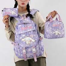 Miniso Purple Star Cloud Candy Cinnamoroll 3 In 1 Backpack Set For School Study Outdoor Hiking Weekend Trip Shopping Walk Vacation Leisure Outing - Mauve Purple - View 1