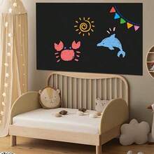 1 Roll Non-Adhesive Electrostatic Adsorption Green & White Chalkboard Wall Sticker, Office Home Decor Message Board - A - View 7