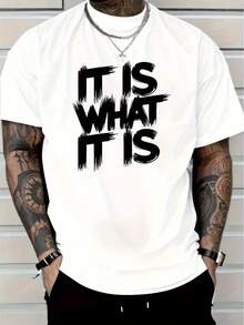 iT iS WHaT iT iS Men's Red Graphic T-Shirt - Casual Short Sleeve Tee with Bold Statement Print, Regular Fit Round Neck, Machine Washable all-Season Comfort, Simple Fit Shirt, easy Care Top - Weiss - Übersicht 1