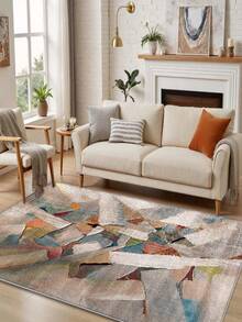 1pc Ultra Soft Crystal Velvet Carpet, Vintage Persian Style Bohemian Rug - Soft, Non-Slip, Machine Washable Polyester Mat With Colorful Geometric Pattern - Multicolor 14 - View 13