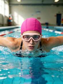 2pcs Adult Large Frame Waterproof Anti-Fog High Definition Swimming Goggles Swimming Equipment Unisex Diving Swimming Goggles Polyester Fabric Swim Cap High Elasticity Adult Universal Solid Color Pattern Independent Packaging Cardboard Swimming Cap - 多色 - 查看 7