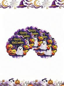 4件組 Happy Halloween 圓形亞麻餐墊，南瓜與幽靈圖案，萬聖節桌墊，西式餐墊，萬聖節裝飾，萬聖節派對裝飾，不給糖就搗蛋裝飾，Happy Halloween 裝飾，桌面配件 - 多色 - 查看 10