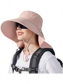 1pc Multi-Functional Wide Brim Neck Protection Sun Hat, Breathable And Comfortable, Suitable For Sun Protection - Multicolor - View 2