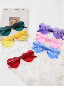 Heart Shape Fashion Glasses Bulk Pack Party Fashion Glasses For Bridesmaid Bachelorette Wedding Party Beach Accessories, Custom Name Personalized Fashion Glasses - Multicolor - View 2