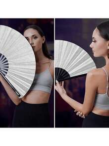 Shiny Hand Fans For Women, Large Party Style Folding Fans, Birthday Theme Performance & Festival Dance Party Gift, Assorted - Multicolor - View 12