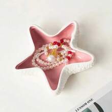 1pc Ceramic Shell, Starfish And Clam Shaped Tray, Pink Creative Storage Bowl, Container For Jewelry - 1PC - View 6