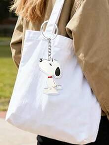 Porte-clés Snoopy, figurine Snoopy debout de corps entier avec son collier rouge emblématique, chaîne argentée durable et anneau de clé en métal poli, convient pour le rangement des clés de voiture et comme breloque de sac décontracté - Multicolore - Voir 7