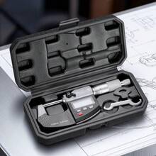 Micrometer Set, Digital Outside Micrometer 0-1 Inch Measuring Range, 0.00005" Resolution, Ultra-Precision 0.0001 Accuracy, LCD Screen, In/Mm Switch, Carbide Tip, With Protective Case - 0-1 Inch - View 1