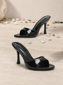 High Heel Sandals, Multi-Functional Fashion Design, Suitable For Outdoor, Summer Wear Women's Sandals, Solid Color Neutral Wedding - Black - View 4