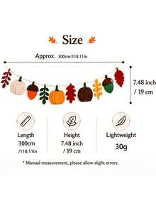 20/10pcs-Thanksgiving Felt Banner, Autumn Pumpkin Acorn Leaf Garland, Maple Leaf & Oak Leaf Felt Thanksgiving Flag, Harvest Thanksgiving Wall Hanging Banner, Autumn Decor, Thanksgiving Decor, Harvest Party Supplies, Autumn Home Decor, Harvest Hanging Banner, Suitable For Fireplace Mantel, Wall And Window Party Decoration - Multicolor - View 9