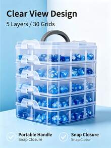 Large 5/6-Layer Transparent Storage Box With Lid And Handle, Suitable For Storing Jewelry And Valuable Items. Transparent Tool Storage Box, Home Screw, Wrench, Hardware Accessories Sorting Storage Box, With Snap Closure Design, Removable Grid, Also Suitable For Storing Sewing Supplies, Accessories And Office Supplies. - Multicolor - View 1