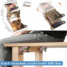 4pcs Foldable Bracket, Folding Locking Hinge Lock, Expandable Support Bracket, Self-Locking Hinge With Screws, Suitable For Table And Bed Legs - Multicolor - View 5