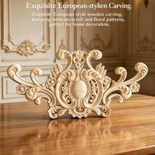 1pc Solid Wood Carving Decals, Woodworking Supplies, Home Decorations, Suitable For Cabinets, Doors And Windows, Furniture, Background Walls, Porches, Offices And Other Decorations, Holiday Decorations, DIY Decorations. - Multicolor - View 2