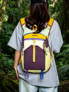 Bright Bold Color Block Outdoor Travel Backpack - Multicolor - View 5