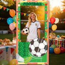 1pc Football Theme Football Field Background With Football & Football Shoes Hollow Photo Frame, Football Sports Event Decoration Prop, Birthday Party Photo - Multicolor - View 1
