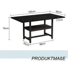 Black Rectangular Dining Table In Industrial Design, 160*90*76 Cm, For 4-6 People, With Multifunctional Storage Shelf, Suitable For Living Room, Kitchen And Dining Area. - Black - View 5