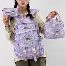 Miniso Purple Star Reading Book Kuromi 3 In 1 Backpack Set For School Study Outdoor Hiking Weekend Trip Shopping Walk Vacation Leisure Outing - Mauve Purple - View 1