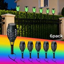 POSE UP 6pcs Solar Flame Light Strip, Waterproof Outdoor LED Fence And Deck Lights, Realistic Flickering Flame Effect Solar Landscape Lighting, With Switch Control, Easy Installation Decorative Lights, Suitable For Yard, Lawn, Pathway, Stairs, Driveway, Patio And Garden - Multicolor - View 13