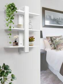 Étagère Murale Blanche, Étagère Flottante à 3 Ebenex, Étagère Décorative En Bois Massif With Tabletes Amovibles, 50x58 Cm, Pour Salon Et Chambre - 白色 - 查看 1