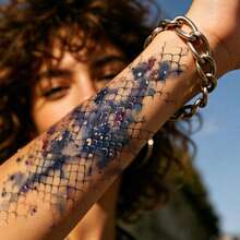 4pcs Fish Scale Temporary Tattoo Stickers, Body Tattoo Decoration, Waterproof Temporary Tattoo, Easy To Apply Makeup Accessories, Party Makeup Supplies - Multicolor - View 7